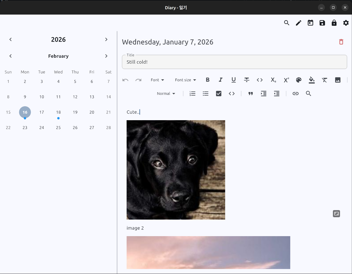 Entry with multiple embedded photos